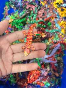 彩色随机2/5/10/20个装派对礼品包，可活动的3D打印壁虎，彩色动物模型，适合用作生日礼物袋、派对填充物、课堂奖励和嘉年华奖品，多种颜色随机3D打印动物 - 彩色 - 查看 6
