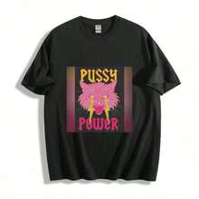 Camiseta Power Cat Rosa con Humor Atrevido Unisex - Negro 10 - Ver 6