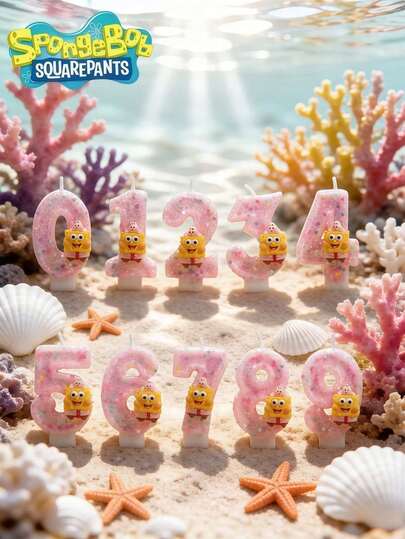 SpongeBob SquarePants Nến sinh nhật kỹ thuật số tự làm vui nhộn SquarePants 0-9 - Được làm từ sáp hồng, một chiếc nến kỹ thuật số sang trọng mang không khí lễ hội, được thiết kế với các con số hình chữ cái, có hình ảnh SquarePants dễ thương, thích hợp cho các lễ kỷ niệm và tiệc tùng.