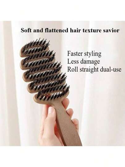 1 chiếc lược lông lợn rừng - Lược massage da đầu bằng lông lợn rừng, chống tĩnh điện, thích hợp cho tạo kiểu tóc và chăm sóc da đầu, giúp ngăn ngừa rụng tóc, có thể massage da đầu và loại bỏ gàu, làm cho tóc mềm mượt. Phù hợp cho cả nam và nữ. | Lược lông lợn rừng mềm mại | Bền bỉ, một món quà cần thiết cho Giáng sinh, Halloween, Lễ Tạ ơn và các ngày lễ khác.