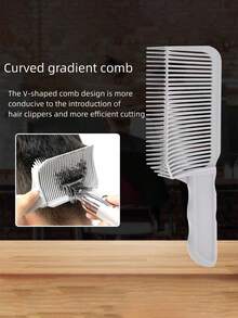 1pc Gradient Hair Styling Comb, Barber Tool, Flat Top Pushing Comb, Fluffy Positioning Comb, Adjustable Curved Positioning Comb, Hairstyling Assistant Tool, Suitable For Men, Barbers And Salons - Multicolor - View 2