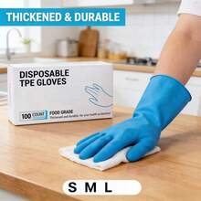 Guantes desechables de TPE, guantes de plástico, adecuados para langosta, catering, cocina, interior y exterior, película transparente delgada, grado comercial talla grande grueso - guantes desechables - Ver 5