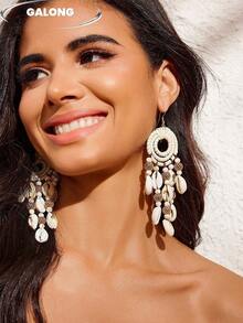 [Sản phẩm bán chạy nhất] Khuyên tai vòng nhiều lớp đan thủ công | Mặt dây chuyền hạt vỏ sò và bi kim loại | Khuyên tai phong cách indie tự nhiên | Khuyên tai thanh lịch, đa năng cho kỳ nghỉ và sử dụng hàng ngày - Nhiều màu - Xem 6