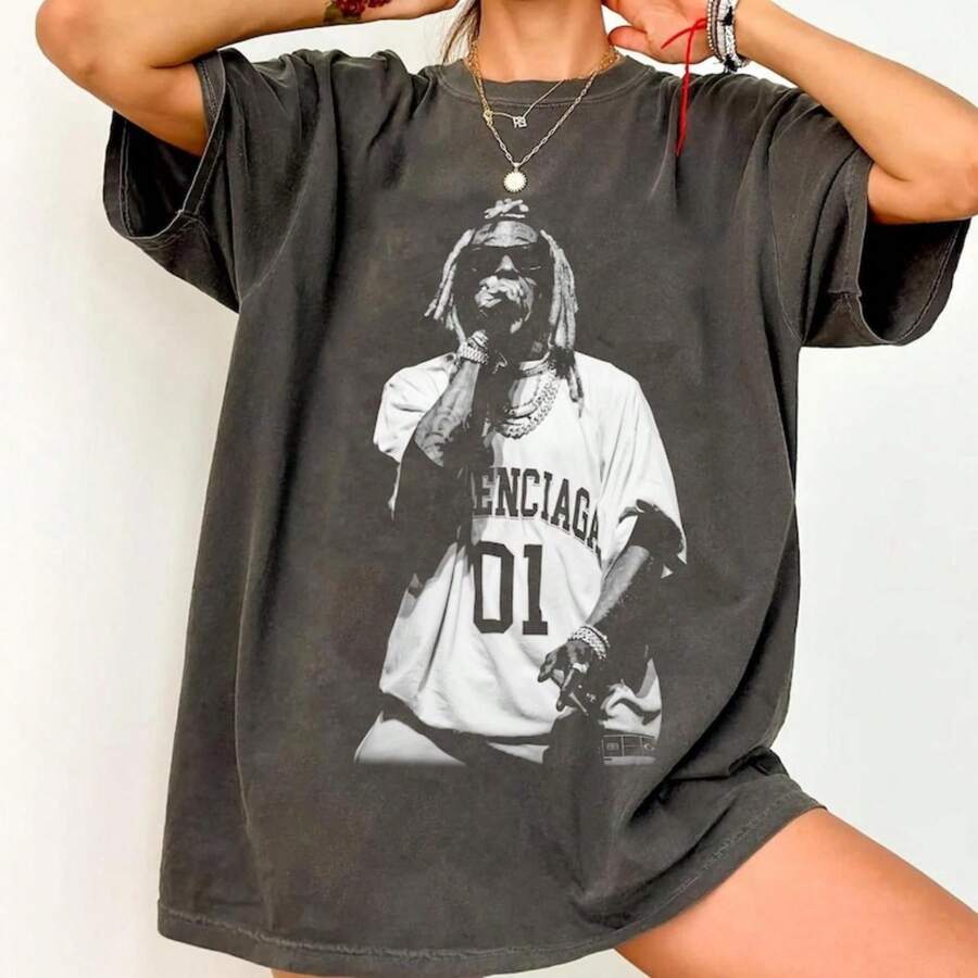 Vintage Shirt, Weezy F Baby T-Shirt, Hip Hop Legend Merch, Music Lover Gift, 2000s Hip Hop - 黑色 - 查看 1
