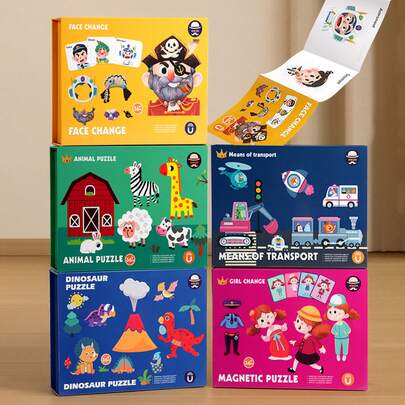 Magnetic Puzzle Toys, Children's Educational Cognitive Magnetic Building Blocks, Multi-Function Puzzle Board, 3-6 Years Old Preschool Learning