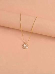 Four-Leaf Clover Charm Necklace - 黃金 - 查看 1