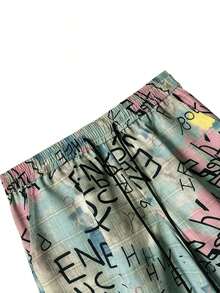 Men's Fashion Street Punk Style Camouflage Print Sweatpants, A Must-Have Item , Personalized Loose Street Fashion Wide Leg Pants, Fall - 獵人綠 - 查看 7