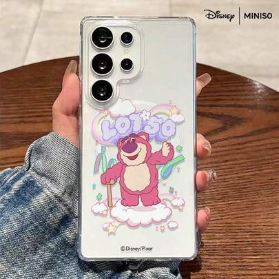 Miniso Ốp lưng điện thoại Disney Toy Story hình đám mây cầu vồng Lotso trong suốt, chống sốc, có nam châm, phù hợp với Samsung S26 Ultra/S26 Edge/S26 Plus/S26/S25 Ultra/S25 Plus/S25/S25FE/S25Edge/S24Ultra/S24Plus/S24/S24FE/S23FE/S23Ultra/S23Plus/S23/S22Ultra/S22Plus/S22/A15/A16/A17/A35/A36/A37/A54/A55/A56/A57. Quà tặng Giáng sinh cho bạn gái.