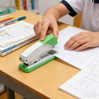 1 Set Heavy Duty Ergonomic Stapler Kit, Sturdy & Durable, Easy Press Design, Thick Binding Capacity, Suitable For Office, School, Home Use