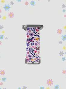 粉紫色花卉蝴蝶中性時尚矽膠錶帶，適用於 38mm 40mm 41mm 42mm 44mm 45mm 46mm 49mm，相容於 Series Ultra/S11/S10/SE/8/7/6/5/4/3/2/1 - 彩色 - 查看 4