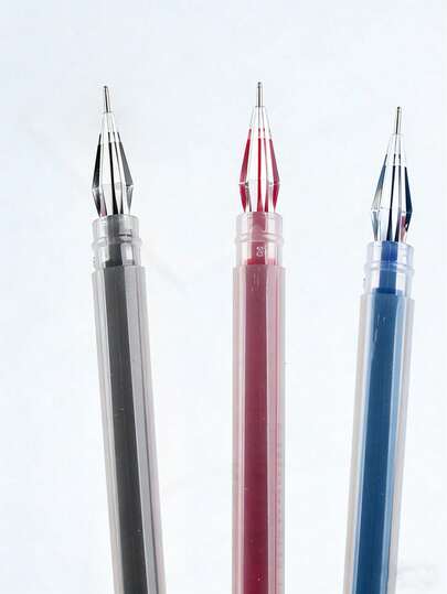 Bộ 1/3/6 bút bi gel đầu kim cương này có ngòi mảnh 0.38mm và dung tích mực lớn màu đen/xanh dương/đỏ. Chúng rất tuyệt vời cho việc làm bài kiểm tra, ký tên và viết, lý tưởng cho đồ dùng học tập và văn phòng phẩm, cũng như những vật dụng cần thiết cho năm học mới.