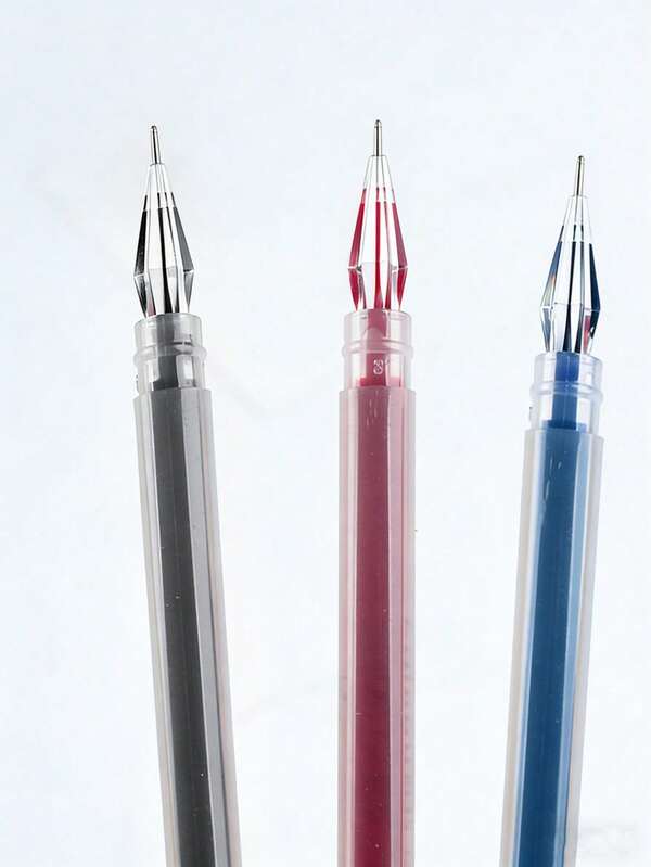 Bộ 1/3/6 bút bi gel đầu kim cương này có ngòi mảnh 0.38mm và dung tích mực lớn màu đen/xanh dương/đỏ. Chúng rất tuyệt vời cho việc làm bài kiểm tra, ký tên và viết, lý tưởng cho đồ dùng học tập và văn phòng phẩm, cũng như những vật dụng cần thiết cho năm học mới.