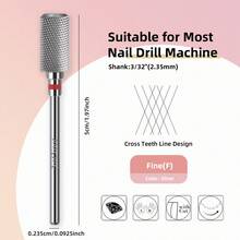 NotNoot 1 mũi khoan móng tay acrylic bằng vonfram cacbua, 3/32" hình trụ phẳng chuyên nghiệp 2 chiều, dùng để đánh bóng và tẩy keo móng tay. - Nhiều màu - Xem 6