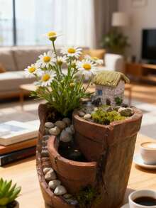 迷你小屋花盆 - 可爱的做旧花盆，适合桌面装饰和小型植物。这款迷人的装饰花盆可将您宽敞的客厅变成一个舒适的花园角落。 - 房屋小花盆 - 查看 10
