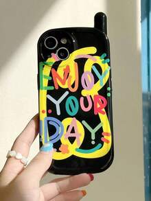 Cute Retro "Big Brother" Phone Case For IPhone 17 16 15 14 13Pro Max 16 Plus 17Promax, Graffiti Print Fun Antenna Design, Glossy Finish Protective Cover - Black - View 2