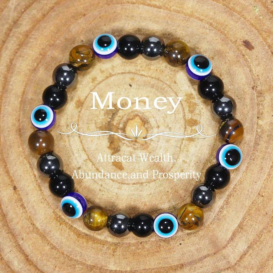 1pc Handmade Tiger Eye Demon Eye Beaded Bracelet, Jewelry Gift For Men And Women - Evil Eye - View 1