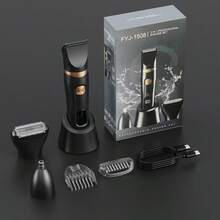 三合一可充电男士电动理发器套装 - 电动理发器 + 电动剃须刀 + 鼻毛修剪器，修容工具，理发套装，居家/旅行两用，送给父亲、丈夫、儿子、兄弟的礼物 - 查看 11