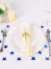 1pc/2pcs Blue Star White Sheer Table Runner, Independence Day Chiffon Decor, Suitable For Wedding, Holiday, Birthday, Home Party Table Decoration - Multicolor - View 6