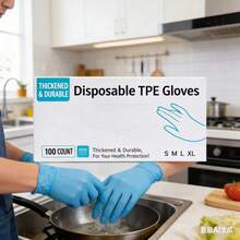 Guantes desechables de TPE, guantes de plástico, adecuados para langosta, catering, cocina, interior y exterior, película transparente delgada, grado comercial talla grande grueso - guantes desechables - Ver 3