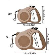 1pc 3 Meters/5m Retractable Pet Leash, Dog Outdoor Walking Leash, Automatic Extending Dog Leash, Suitable For Small & Medium Dogs, Gift For Dog Lovers - Brown - View 3