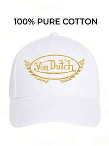 1pcs VonDutch Wings Printed Baseball Cap, Classic Casual Retro Y2K Unisex Baseball Cap, Adjustable Size, Lightweight And Sun Protection, Suitable For Outdoor Sports, Daily Wear, Parties, And - White - View 3