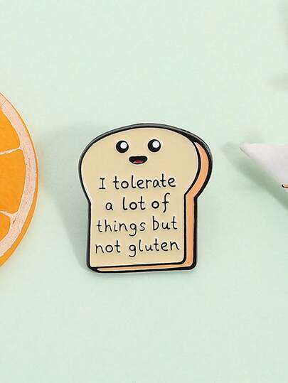 1pc Cartoon Smiling Face Brooch, Warm Color Palette Soft & Healing, Witty Yet Cute Slogan, Humorous & Attitudinal Creative English Quote Accessory, Badge For Clothing, Hat, Scarf