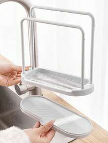 This Kitchen Sink Storage Rack Is A Space-Saving Countertop Storage Box With A Drain Tray. It's A Compact Sink Storage Container With A Quick-Drain Design And Easy, Drill-Free Installation. Suitable For Storing Kitchen And Bathroom Items. - Multicolor - View 7