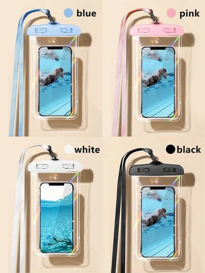Bộ 4 ốp lưng điện thoại chống nước nhiều màu sắc, bảo vệ màn hình cảm ứng, kèm dây đeo, thích hợp cho bãi biển, hồ bơi, lặn biển, bơi lội, chèo thuyền và các dịp khác.