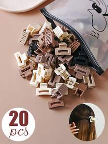 20 piezas de pinza de pelo cuadrada de color café oscuro de tamaño pequeño de unicolor, pinza de pelo de luna, pinza de pelo para flequillo lateral de mujer, accesorio de playa, pinza de garra para el cabello de vacaciones - Multicolor - Ver 6