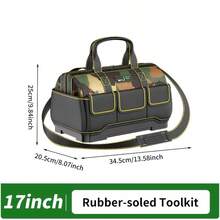 1 chiếc túi vải bạt dung tích lớn | 14/16/18/21 inch, vải bạt dày chống mài mòn, dùng để đựng dụng cụ bảo dưỡng, di động, thích hợp cho điều hòa không khí điện, có dây đeo vai, màu xanh lá cây, thương hiệu OUDISI - A - Xem 11