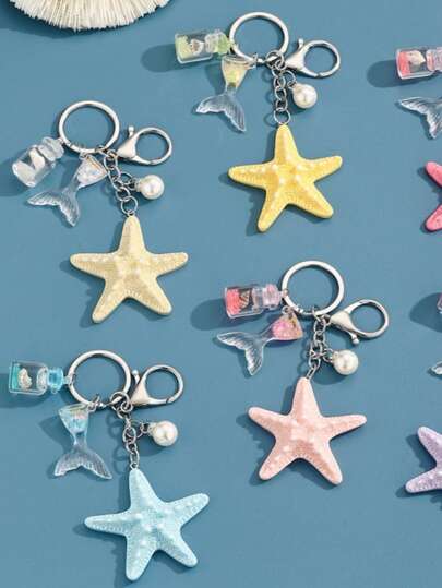1 móc khóa hình sao biển tối giản unisex, phong cách nghỉ hè, thẩm mỹ indie, quà tặng cho học sinh/cặp đôi, phụ kiện trang trí ba lô, quà tặng giáo viên.