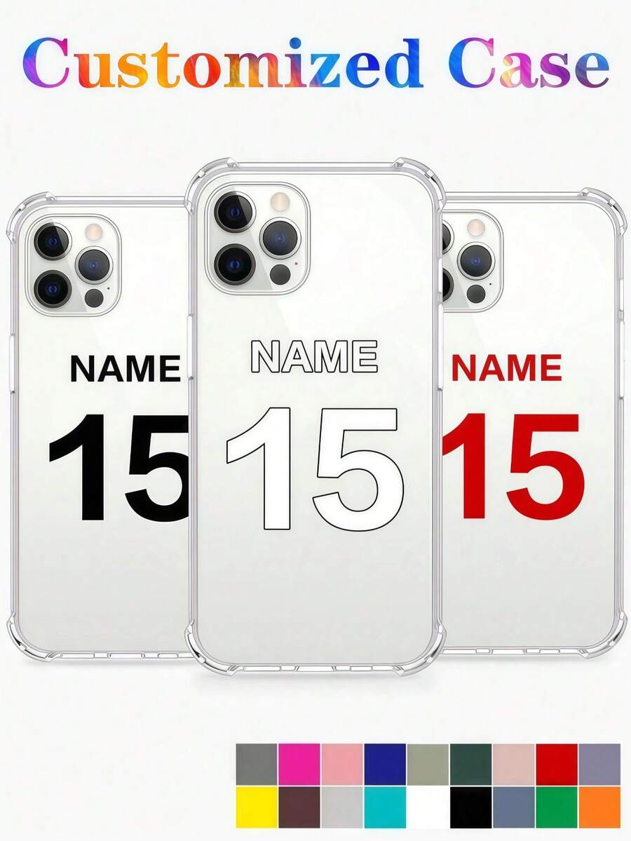 1pc Transparent Shockproof Customized Name Phone Case, Personalized DIY Design, Eternal And Fashionable Phone Cover, Suitable For S25 Ultra/S25 Plus/S25/S24 Ultra, 11/11 Pro/11 Pro Max/12/12 Pro/12 Mini/12 Pro Max/13/13 Pro/13 Pro Max/13 Mini/14/14 Plus/14 Pro/14 Pro Max/15/15 Plus/15 Pro/15 Max/16/16 Plus/16 Pro/16 Pro Max 16E, Android Phones - Clear - View 1