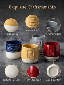 DearDali 1个原装沙特阿拉伯陶瓷咖啡杯，家用茶杯，拉花艺术，美式风格，顶级高品质陶瓷，可微波炉加热，适合送给女性，中东节日礼物，阿拉伯风格，寓意和平，适合居家使用，晚餐聚会，下午茶，节日派对或生日礼物 - 彩色 - 查看 6