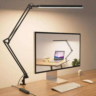Đèn bàn LED có thể điều chỉnh với tay xoay gập và kẹp - Cấp nguồn USB, 3 chế độ chiếu sáng, 10 mức độ sáng. Thích hợp cho văn phòng, ký túc xá, studio, đọc sách và vẽ tranh, làm đẹp, làm móng, chạm khắc thủ công và các công việc cần độ chính xác cao khác.