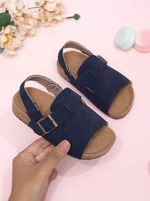 Dép xăng đan đế bằng cho bé gái, giày đi biển thường ngày cho trẻ em, mùa hè. - Màu xanh lam - Xem 1