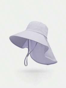 1pc Summer Sun Hat, Wide Brim UV Protection, Unisex Bucket Hat With Neck Cover, Suitable For Outdoor Activities Like Hiking, Fishing (Adjustable Strap Style May Vary Due To Production Batch) - A - 查看 6