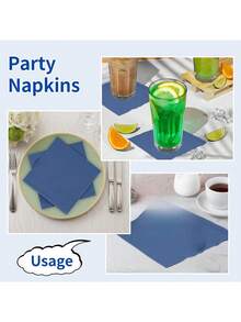 20/60/100 Pcs Cocktail Napkins Disposable, 2-Ply 5" X 5" Party Napkins, Square Beverage Dinner Napkin For Wedding Birthday Party Anniversary Reception Bar Event - Navy Blue - View 4