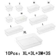 10/7/4/1 pieza Caja organizadora de cajones, Caja organizadora de accesorios para el cabello, Caja de cajón de escritorio, Caja de almacenamiento de cosméticos, Caja de compartimentos multifuncional de plástico PET transparente, Adecuada para dormitorio, baño, armario, organización de escritorio. - Multicolor - Ver 16