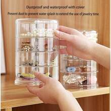 1个4层旋转透明首饰盒，多层公主风发夹及小首饰收纳盒 - 無色 - 查看 3