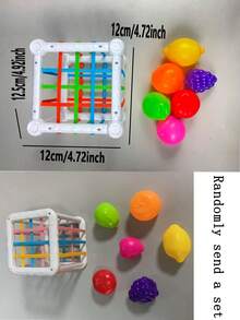 1 Set Random Color Baby Fruit Shape Sorting Toys, Children's Sensory Cube Sorting Toys, Montessori Sensory Cube Sorting Toys, Hands-On Skill Training Building Blocks Game, Children's Educational Toys, Color Random - Multicolor - View 11
