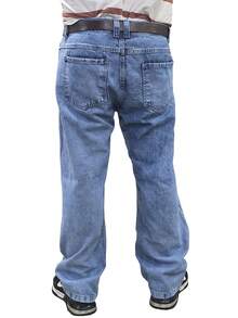 Men's Oversized Wide Leg Balloon Jeans Without Elastane - 中等水洗馬查達 - 查看 2