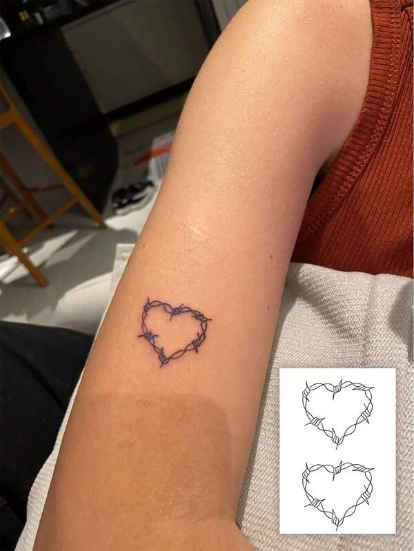 1 pièce Tatouage temporaire à base de plantes durant 7 à 14 jours, motif floral abstrait minimaliste mystérieux, tatouage main épine, cœur. Autocollant de tatouage temporaire à la mode et imperméable, convient pour tous