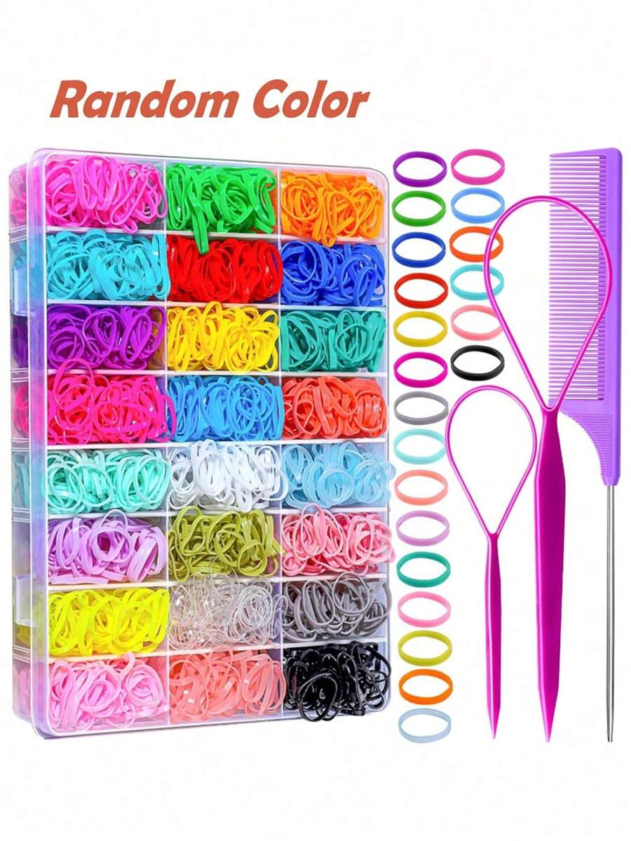 2003pcs Ikat Rambut Elastis Warna Acak 24 Warna, Ikat Rambut Mini, Tali Rambut Lembut untuk Anak Perempuan, Set Aksesori Rambut Anak Perempuan - MultiWarna - View 1