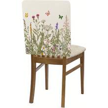 1pc/4pcs Floral Butterfly Chair Back Cover Protector, Spring New Polyester Washable Chair Slipcover For Home, Dining Room, Living Room, Kitchen Decor - Multicolor - View 11