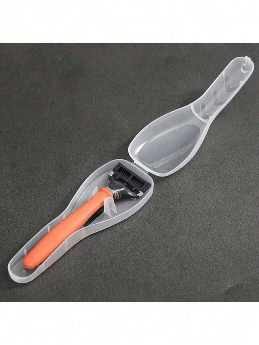 1pc Plastic Travel Razor Case Outdoor Camping Business Trip Portable Razor Holder Container Storage Shaving Box (Not Include Shaver) - A-transparent - View 1