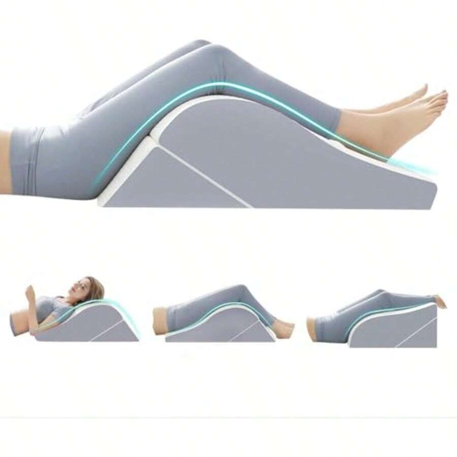 2PCS Almohadas en cuña para elevar piernas Ideales para Dormir Post cirugía de Rodilla hinchazón y circulación. Espuma Ajustable 3 en 1 - Conjunto de 2 piezas blanco - Ver 1