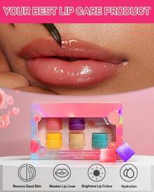 Lip Sleeping Mask Set-5 Pcs Lip Balm Hydrating Lip Mask Overnight Lip Treatment Care For Dry Cracked Lips,Day &Amp;Night Moisturize &Amp;Nourish Korean Lip Gloss Women To Improve Lip Color With Shea Butter - ColorA - View 2