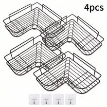 Black Iron Bathroom Shelf 26cm Bathroom Tripod Organizer Suitable For Rental Apartments 1/2/3/4pcs - Màu đen, 4 cái - Xem 7
