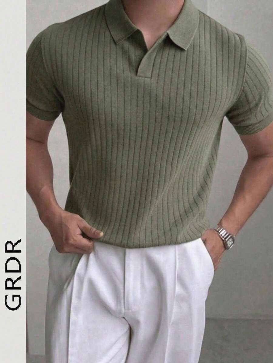 GRDR Áo len nam tay ngắn cổ polo màu trơn mùa hè, thích hợp cho các hoạt động ngoài trời mùa hè, là item không thể thiếu để tạo nên phong cách thời trang.
