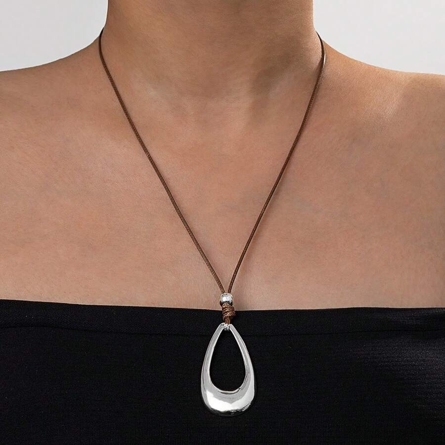 Vintage Teardrop Pendant Necklace For Women - B - Xem 1